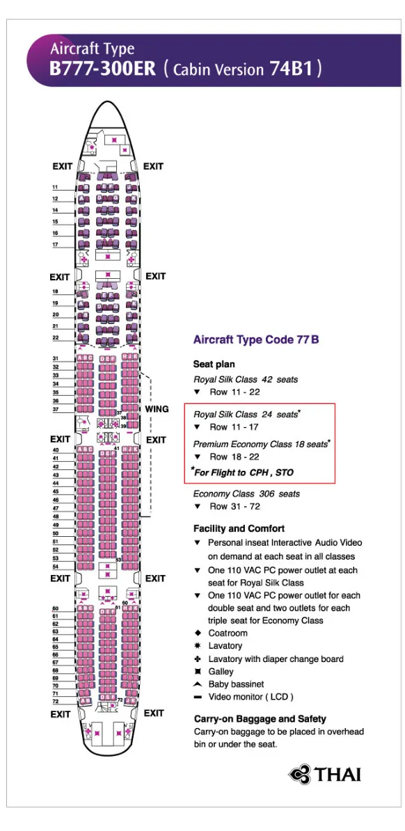 Sơ đồ ghế ngồi Thai Airways BOEING 777-300ER