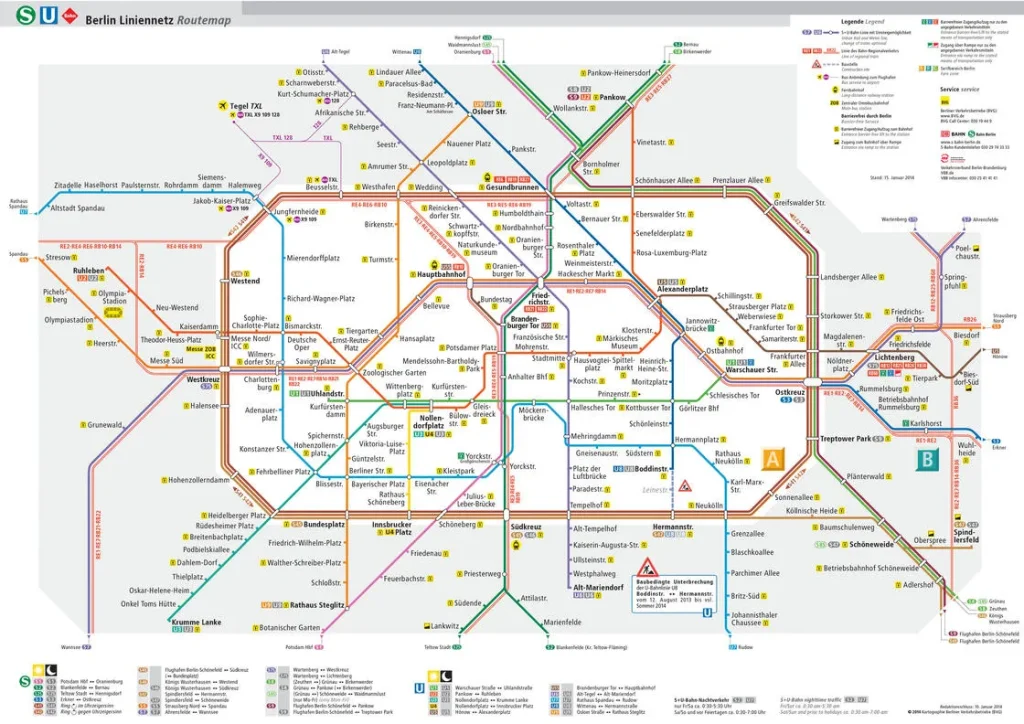 Bản đồ tàu điện ngầm U-bahn tại Berlin - Đức